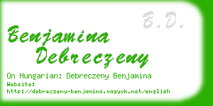 benjamina debreczeny business card